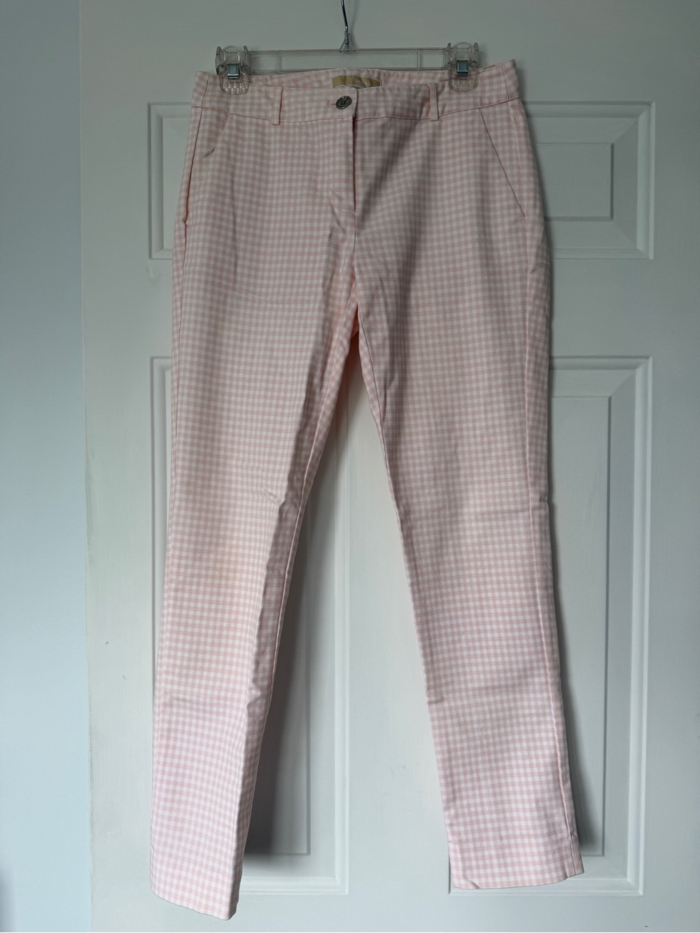 Michael Kors Gingham Pant Slim Leg Pink White size 2